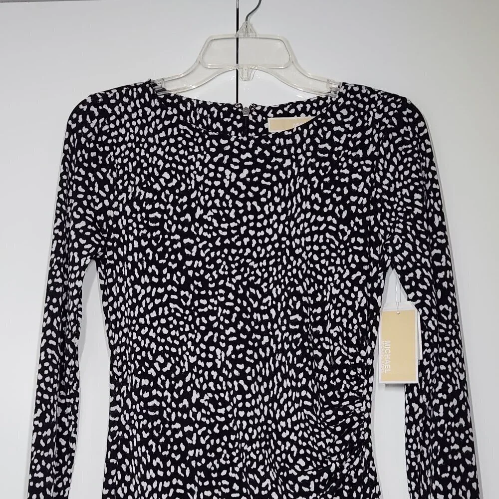 Michael Kors Ped Wrap Dress Women's Size XS Black & White